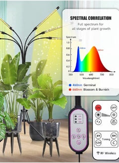Gerenic Grow Lights for Indoor Plants with Full Spectrum 180 LEDs Plant Lights with 15 60 inches Adjustable Tripod Stand 4 8 12H Timer  - Image 2