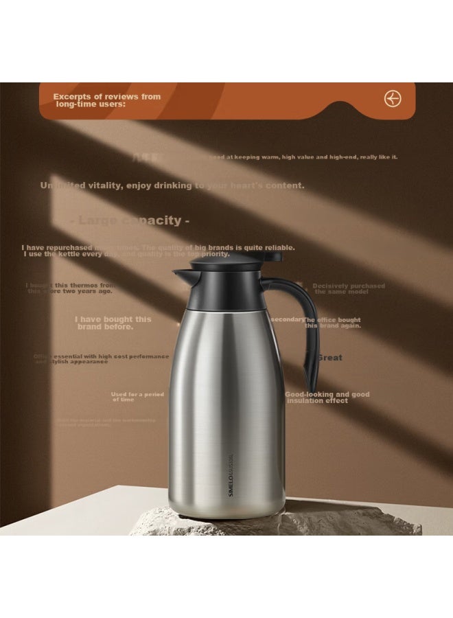 Simelo Welcome Insulated Bottle, Large Capacity, 316l Stainless Steel Thermos, Office Hot Water Pot, 2.0l, Natural Color, Sm1466 - Image 5