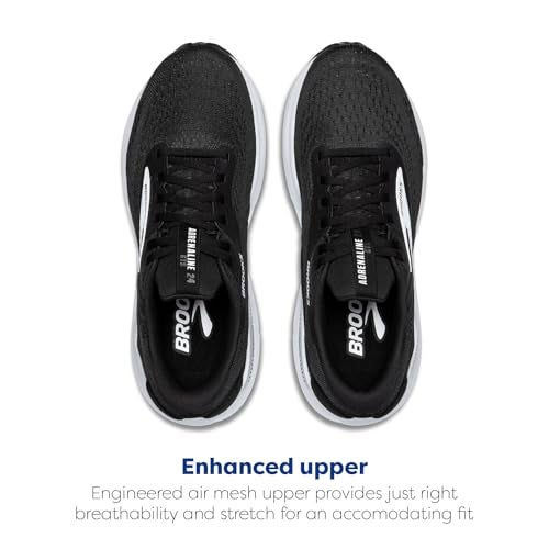 Brooks Women’s Adrenaline GTS 24 Supportive Running Shoe - Black/White - 10 Medium - Image 4