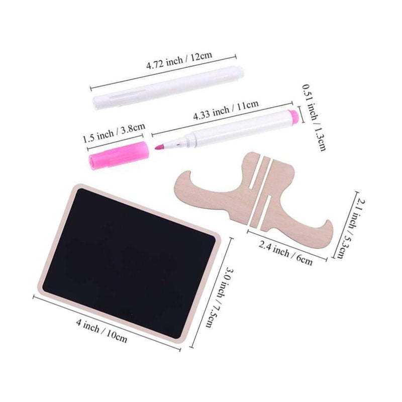 Mini Chalkboards with Support Wood Message Board Signs Dinner Party Table Decoration (10pcs and 10pcs Film and 2 Liquid Pen) - Image 2