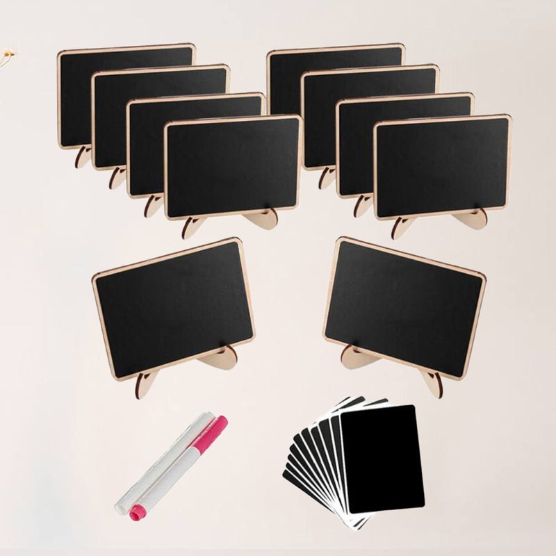 Mini Chalkboards with Support Wood Message Board Signs Dinner Party Table Decoration (10pcs and 10pcs Film and 2 Liquid Pen) - Image 5