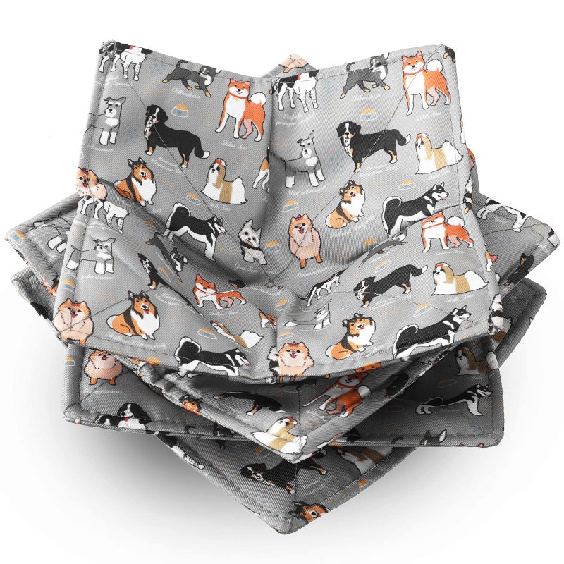 Cunhill Cotton Microwave Bowl Holders Hot Pads Heat Resistant Potholders Multipurpose Holders Quilted Bowl Cozy for Soup Hot Pads Kitchen SupplyGrayDog Style