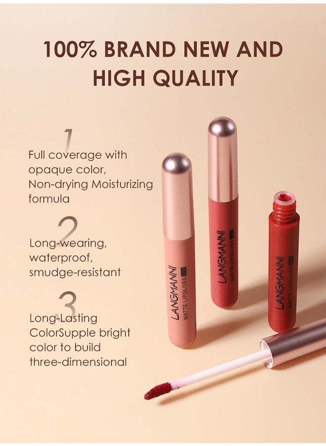 6 Colors Matte Nude Lipstick Set Liquid Lipstick Velvet Lip Gloss Lip Stain Long Lasting Waterproof Nude Pink Lipstick Set for Women Lip Makeup Kits