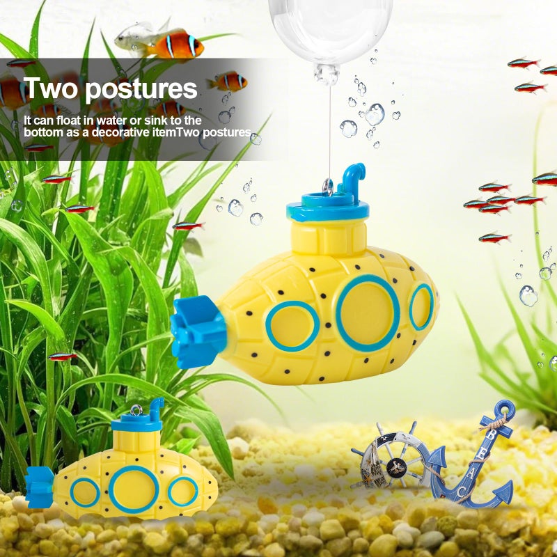 CousDUoBe 2.1 in Mini Floating Submarine Fish Tank Decoration Setï¼ŒCute Retro Submarine Set and Floating Diver,Aquarium Decorations Resinous Betta Fish Tank Accessories - Image 4