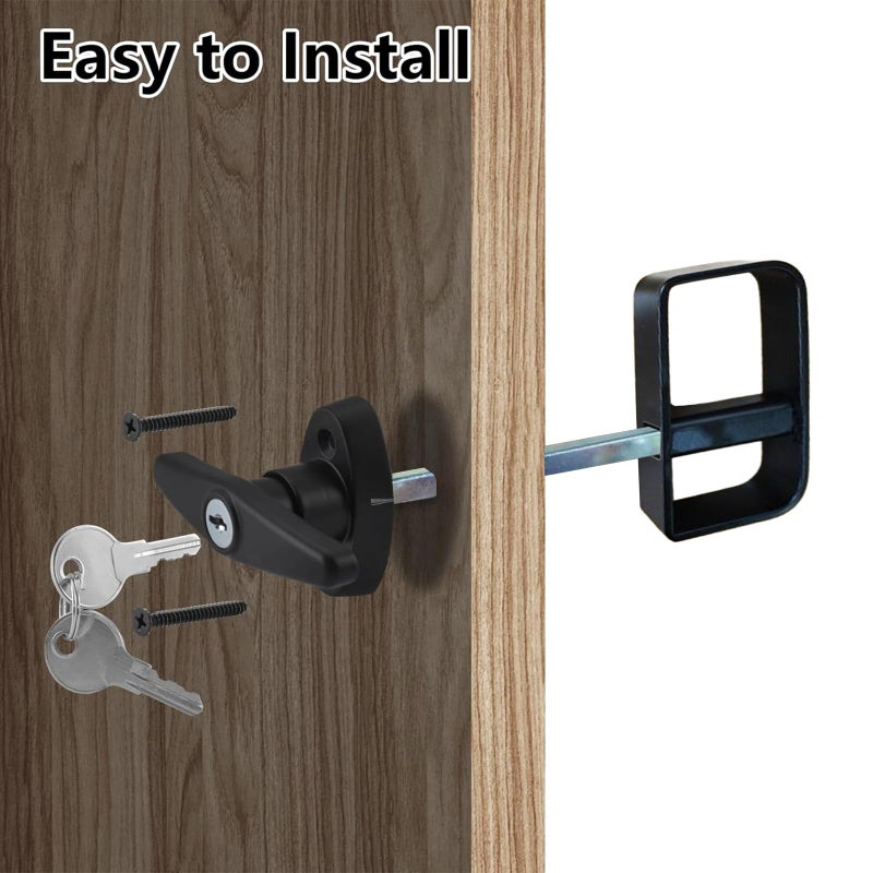 ويل ميد مجموعة قفل باب السقيفة من Wellmade مقاس 5 بوصات لتخزين مسرح الحظيرة وقفل حظيرة الدجاج، مجموعة بديلة باللون الأسود، قطعتان - Image 5