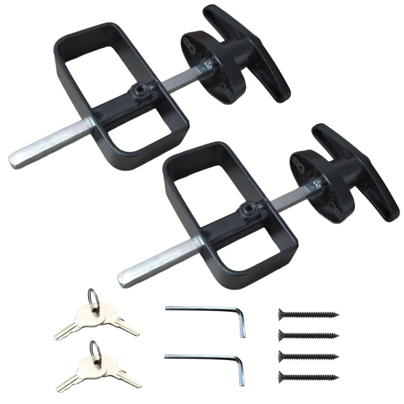 ويل ميد مجموعة قفل باب السقيفة من Wellmade مقاس 5 بوصات لتخزين مسرح الحظيرة وقفل حظيرة الدجاج، مجموعة بديلة باللون الأسود، قطعتان - Image 1