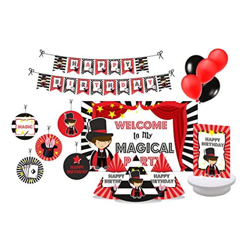 PrettyurParty PRETTY UR PARTY Magic Party decorations Kit - 80 pcs includes Bunting, balloons, thank you, centerpiece, danglers, Magic Party Supplies, Magic Birthday Party Decor, Banner for Girls Boys Kids - Image 1