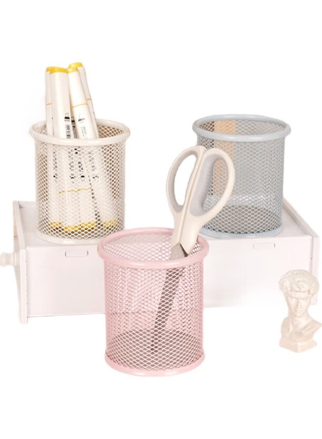 Simaa Round Pen Holder, Mesh Anti-Rust Metal, Creative Minimalist Desktop Storage, Morandi Blue 7118 - Image 3