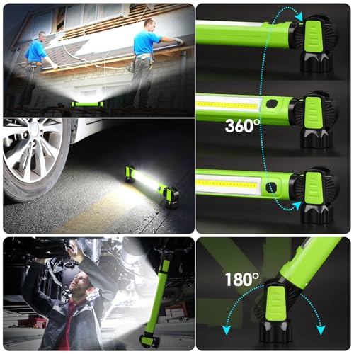 ropelux Work Light, 2500LM Bright LED Work Lights, 5200mAh Rechargeable Magnetic Underhood Work Light with Hooks, Cordless Battery Powered Mechanic Light for Car Repairing/Inspection/Garage/Workshop/Emergency - Image 4