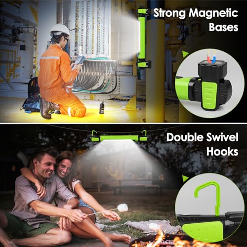 ropelux Work Light, 2500LM Bright LED Work Lights, 5200mAh Rechargeable Magnetic Underhood Work Light with Hooks, Cordless Battery Powered Mechanic Light for Car Repairing/Inspection/Garage/Workshop/Emergency - Image 5