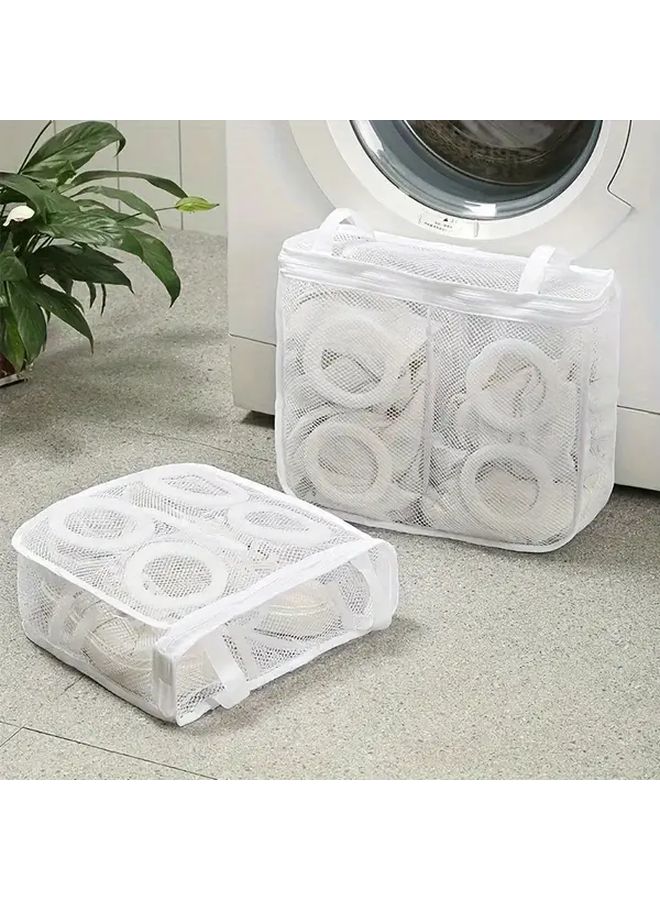 Set Of 2 Mesh Laundry Bags Large Size Washing Machine Shoe Organizer Portable Anti Deformation Clothes Storage Bag Travel Friendly - Image 1