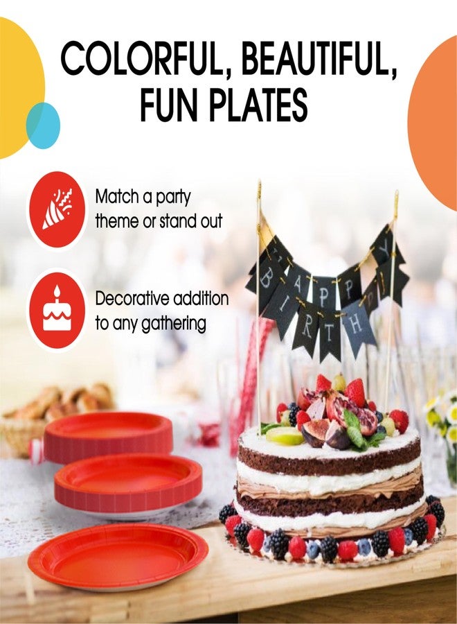 Party Solids Exquisite Red & Blue Mixed Paper Plates - 7" & 9", 200 Pack (100 each), 350 GSM - Image 5