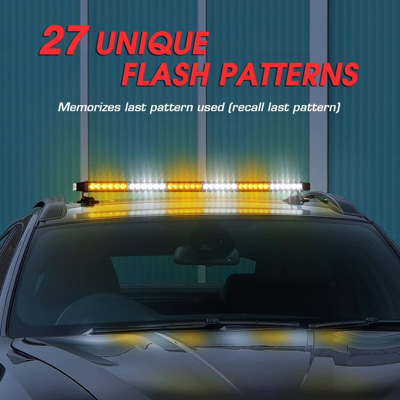 LINKITOM LED Strobe Light Bar -Aluminum Double Side Flashing 37.5'' 78 LED High Intensity Emergency Warning Lightbar w/Magnetic Base for Safety Construction Plow Truck Vehicles - Image 4