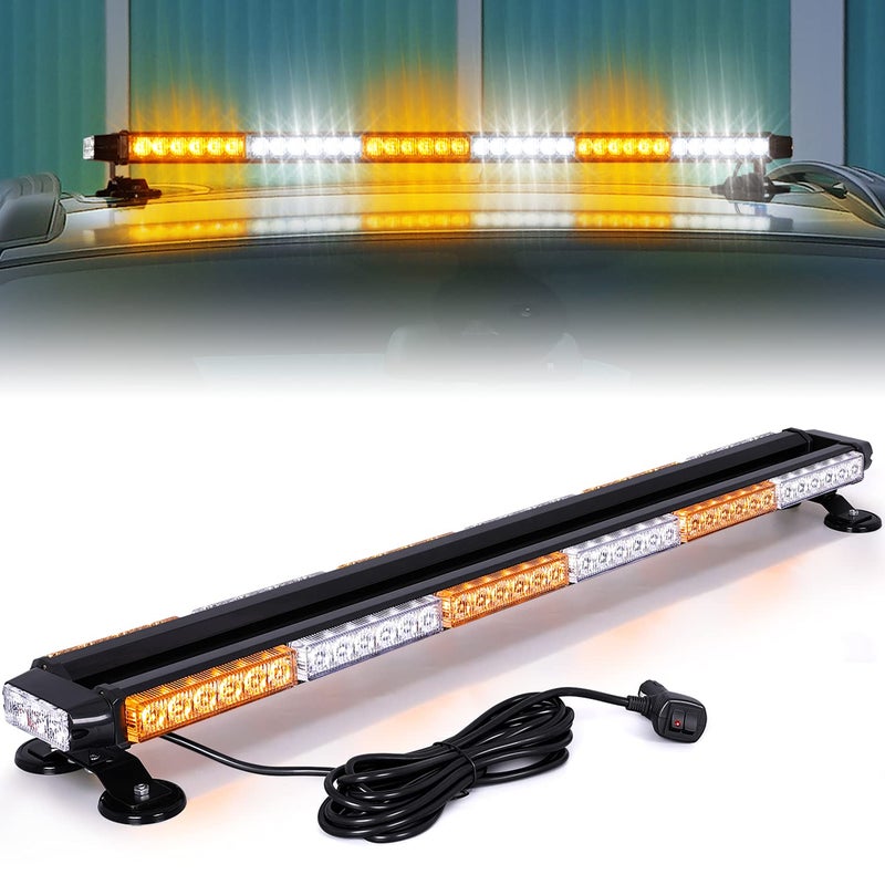 LINKITOM LED Strobe Light Bar -Aluminum Double Side Flashing 37.5'' 78 LED High Intensity Emergency Warning Lightbar w/Magnetic Base for Safety Construction Plow Truck Vehicles - Image 1