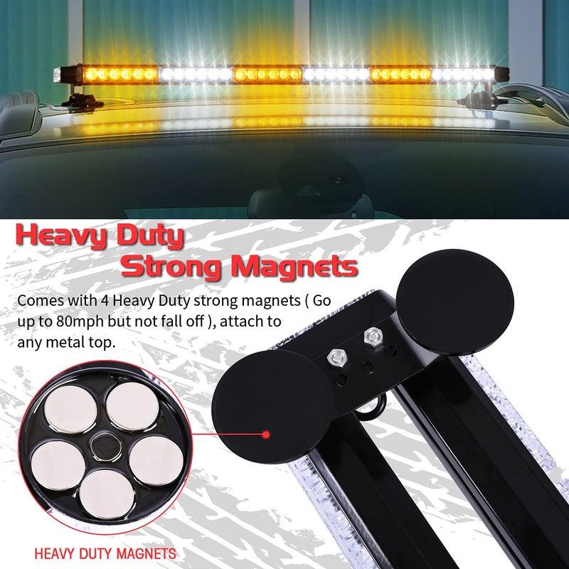 LINKITOM LED Strobe Light Bar -Aluminum Double Side Flashing 37.5'' 78 LED High Intensity Emergency Warning Lightbar w/Magnetic Base for Safety Construction Plow Truck Vehicles - Image 3