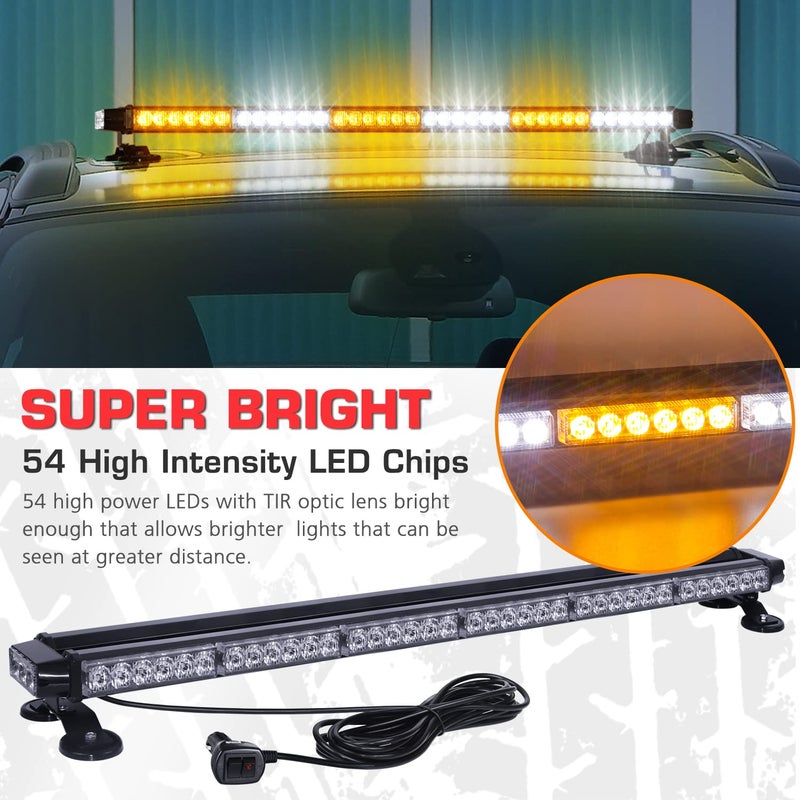 LINKITOM LED Strobe Light Bar -Aluminum Double Side Flashing 37.5'' 78 LED High Intensity Emergency Warning Lightbar w/Magnetic Base for Safety Construction Plow Truck Vehicles - Image 2