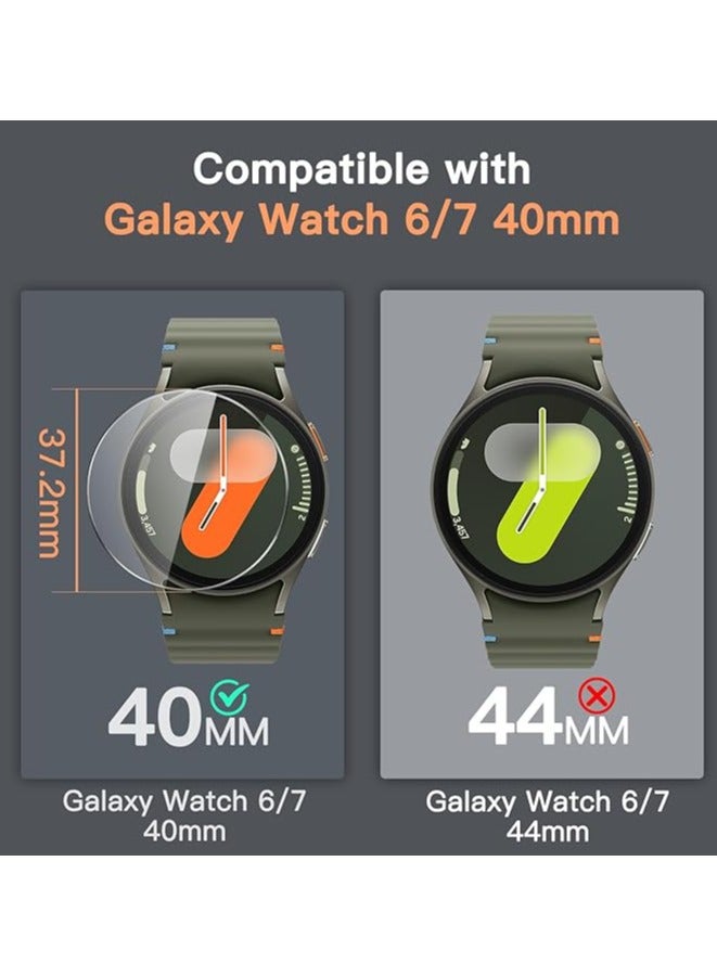 Denx Screen Protector for Samsung Galaxy Watch 7/6 40mm, Tempered Glass Anti-Scratch, HD Clear, 3 Pack - Image 2