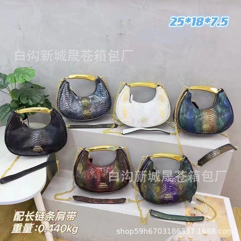 Snake Texturized Crossbody Bag Women'S Retro High-End Shoulder Bag Crocodile Underarm Bag - Image 2