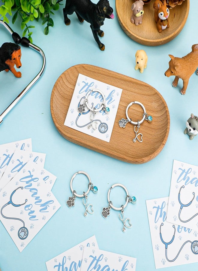 سوريو مجموعة هدايا Sureio المكونة من 24 قطعة لعيد الميلاد لفنيي الطب البيطري، هدايا تقديرية بالجملة للأطباء البيطريين، سلاسل مفاتيح لفنيي الطب البيطري مع بطاقات شكر، أكياس أورجانزا لمساعدي فنيي إنقاذ الحيوانات، هدايا للحفلات - Image 4