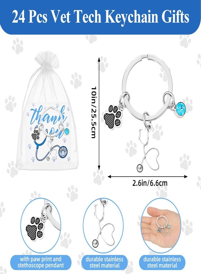 سوريو مجموعة هدايا Sureio المكونة من 24 قطعة لعيد الميلاد لفنيي الطب البيطري، هدايا تقديرية بالجملة للأطباء البيطريين، سلاسل مفاتيح لفنيي الطب البيطري مع بطاقات شكر، أكياس أورجانزا لمساعدي فنيي إنقاذ الحيوانات، هدايا للحفلات - Image 2