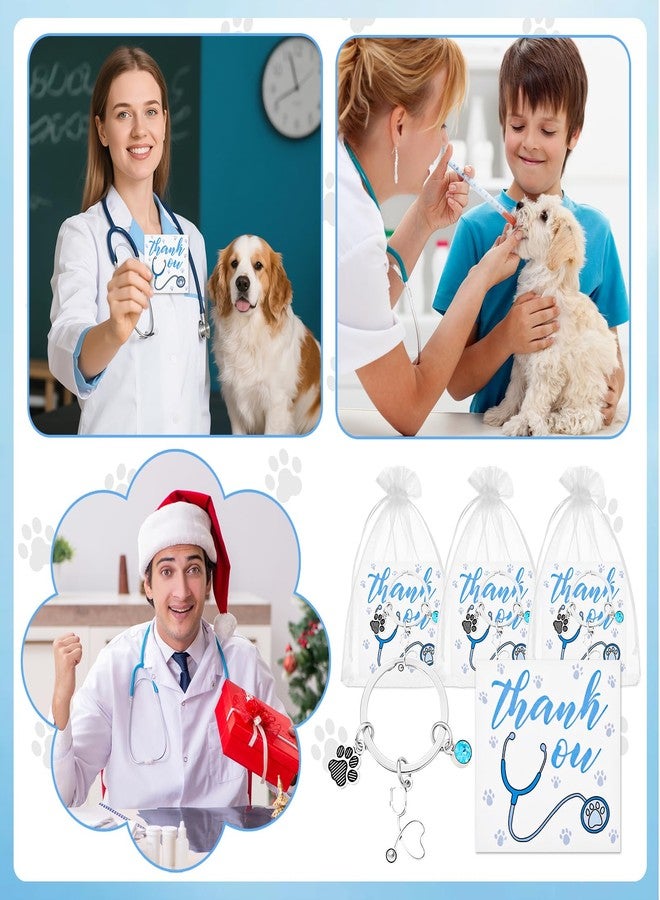 سوريو مجموعة هدايا Sureio المكونة من 24 قطعة لعيد الميلاد لفنيي الطب البيطري، هدايا تقديرية بالجملة للأطباء البيطريين، سلاسل مفاتيح لفنيي الطب البيطري مع بطاقات شكر، أكياس أورجانزا لمساعدي فنيي إنقاذ الحيوانات، هدايا للحفلات - Image 5