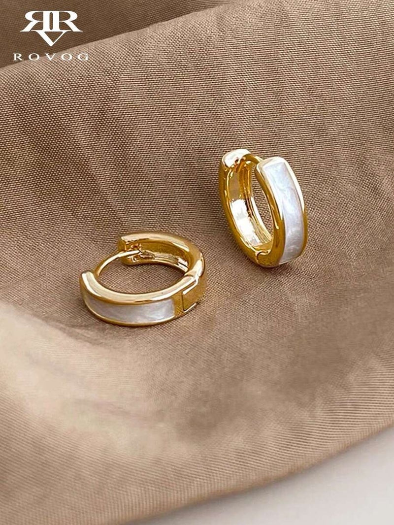 Shein Minimalist Geometric Copper Hoop Earrings for Women - Daily & Party  Wear - Image 1