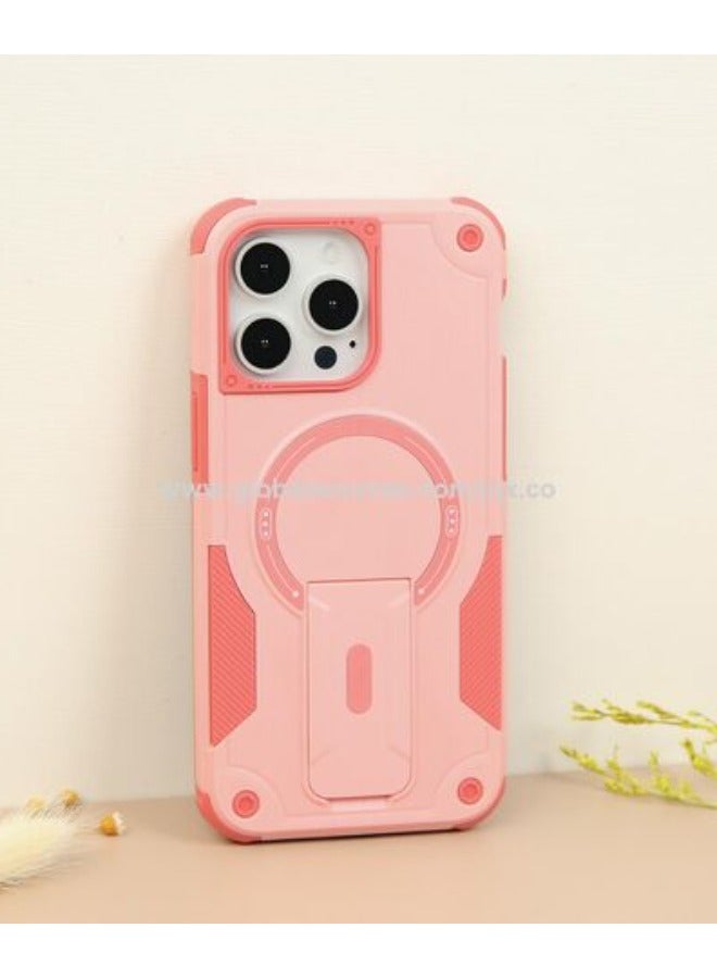 ACLIX 15 Pro Max Magnetic wireless charging phone case with bracket Pink - Image 1
