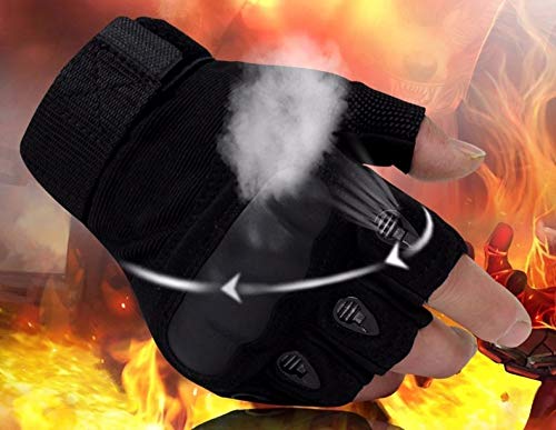 Alexvyan L Size-Running Gloves Fitness Riding Biking Outdoor Gloves Protective Hand Riding, Cycling, Bike Motorcycle Gym Gloves fo Men Boys - Season Summer and Winter (Black Half Finger HLY) - Image 3