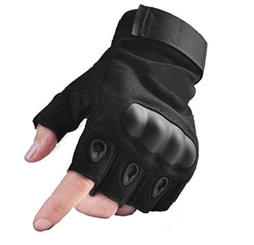 Alexvyan L Size-Running Gloves Fitness Riding Biking Outdoor Gloves Protective Hand Riding, Cycling, Bike Motorcycle Gym Gloves fo Men Boys - Season Summer and Winter (Black Half Finger HLY) - Image 1