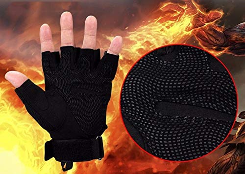 Alexvyan L Size-Running Gloves Fitness Riding Biking Outdoor Gloves Protective Hand Riding, Cycling, Bike Motorcycle Gym Gloves fo Men Boys - Season Summer and Winter (Black Half Finger HLY) - Image 4