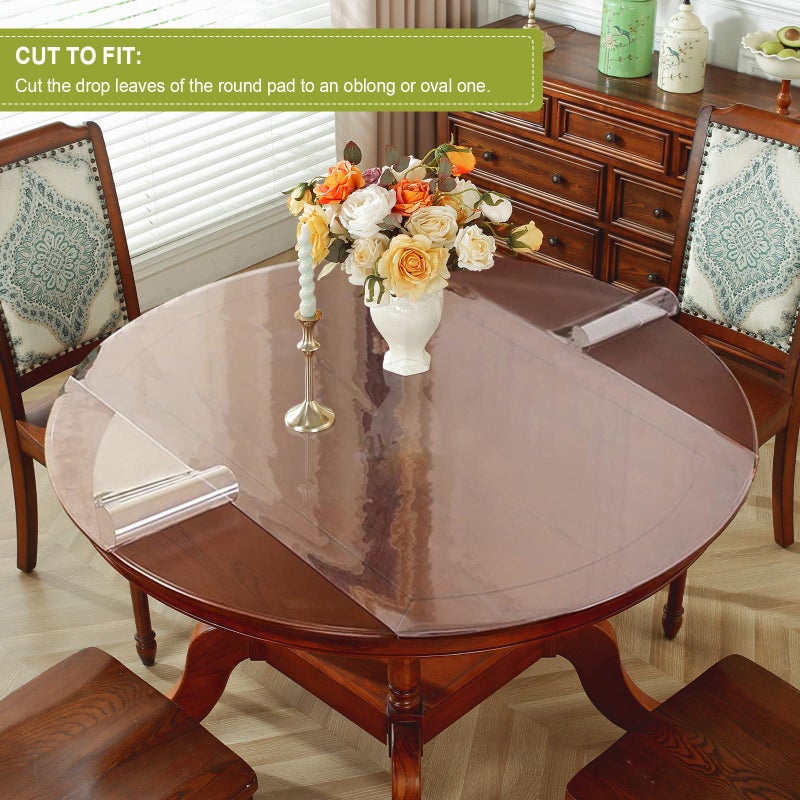 OstepDecor Round Clear Table Protector 48 Inch Thick Clear Table Cover Protector Round, Plastic Waterproof PVC Tablecloth, Vinyl Circle Table Top Protector for Dining Room, Coffee Tabletop - Image 5
