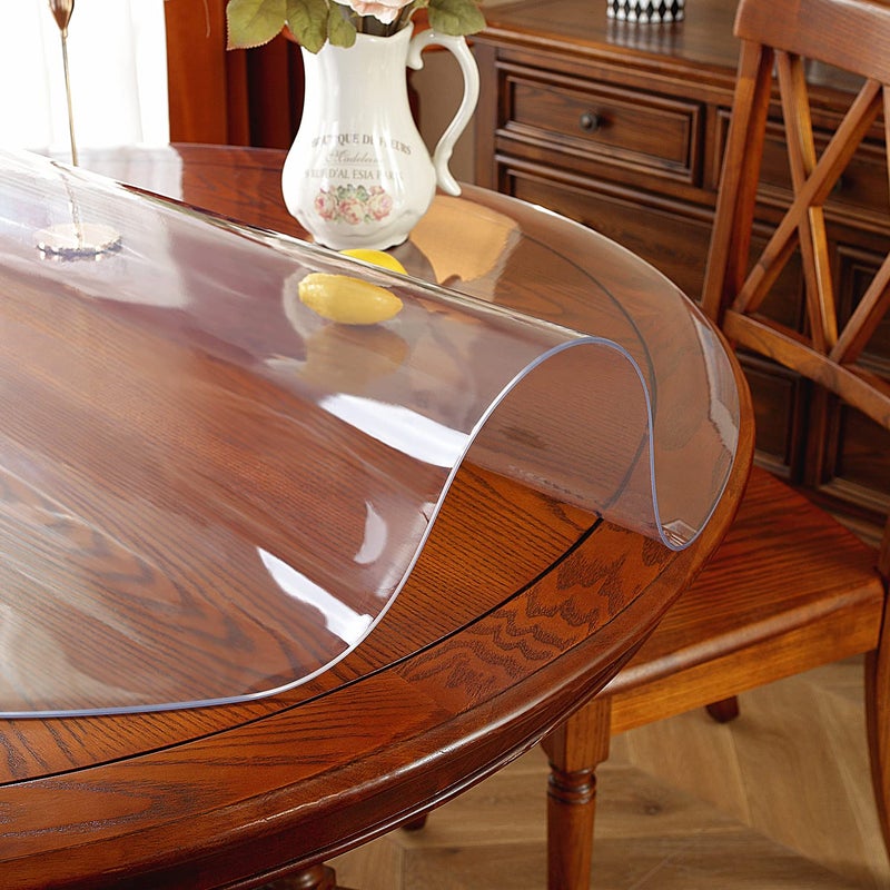 OstepDecor Round Clear Table Protector 48 Inch Thick Clear Table Cover Protector Round, Plastic Waterproof PVC Tablecloth, Vinyl Circle Table Top Protector for Dining Room, Coffee Tabletop - Image 4