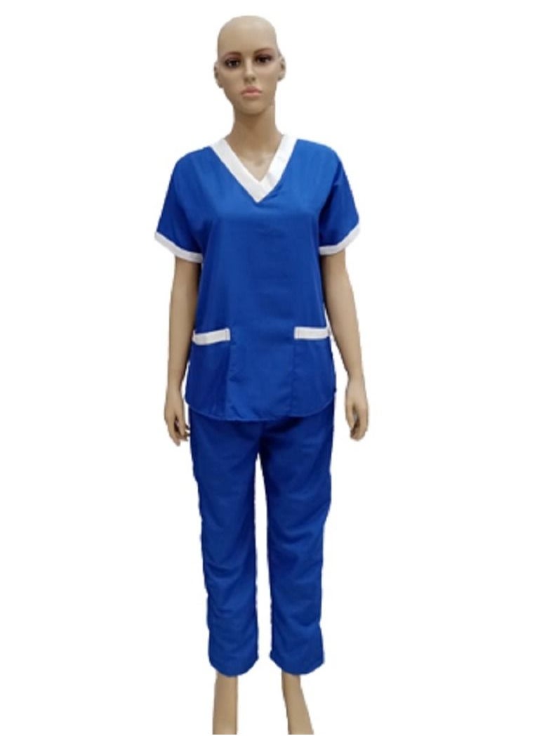 Rannah's Closet V-Neck Royal Blue Scrub Suit for Nanny  Nurse  Housekeeper  - Image 1