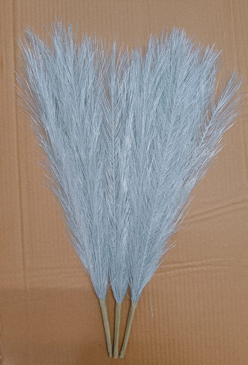 VRB Dec ™ (عبوة من 3) زهور صناعية صغيرة من عشب البامباس الوهمي | زهور وهمية للأواني | عناصر ديكور لوعاء غرفة المعيشة، المكتب، غرفة النوم، طاولة الشرفة، ديكور ديوالي (فضي) - Image 1