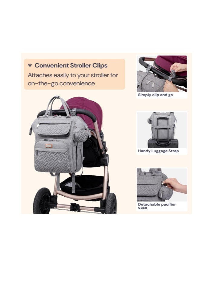 BabbleRoo Multifunctional Baby Changing Backpack – Large Diaper Bag with Changing Mat, Pram Straps, and Dummy Pouch – Travel-Friendly Baby Bag - Image 4