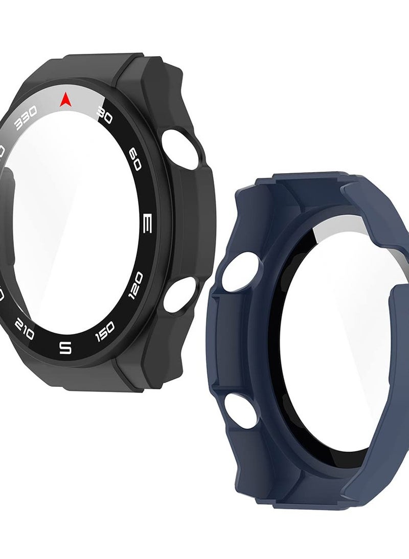 بيوينتي حزمتان تحتويان على غطاء محمي بزجاج مقوى لساعات هواوي ألتيمت، غطاء واقي متكامل بزاوية 360 درجة، غطاء خارجي رفيع للغاية باللونين الأسود والأزرق - Image 5