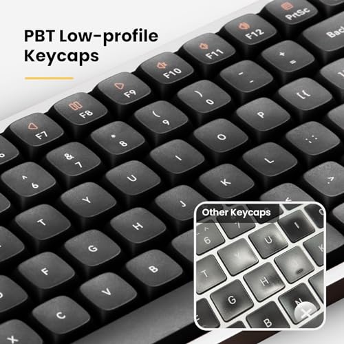 LOFREE Flow Low Profile Mechanical Keyboard, 100 Keys Rechargeable Wireless Keyboards with Bluetooth and Wired Connection for Windows, Mac OS/Black Phantom Tactile Switches - Image 4