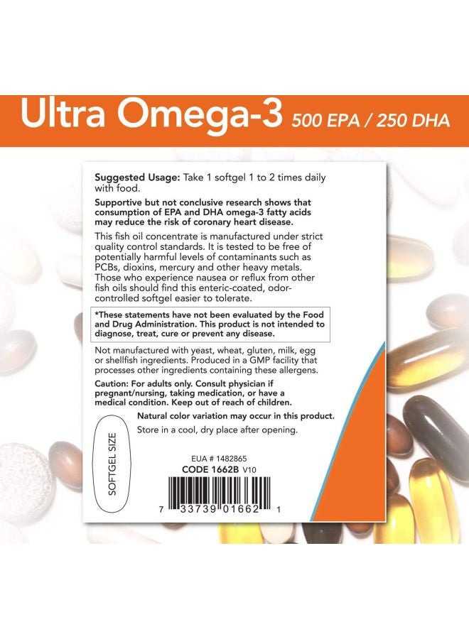 ناو فودز مكمل غذائي ألترا أوميجا 3 بـ  ‎500 EPA / 250 DHA من 180 كبسولة هلامية - Image 3