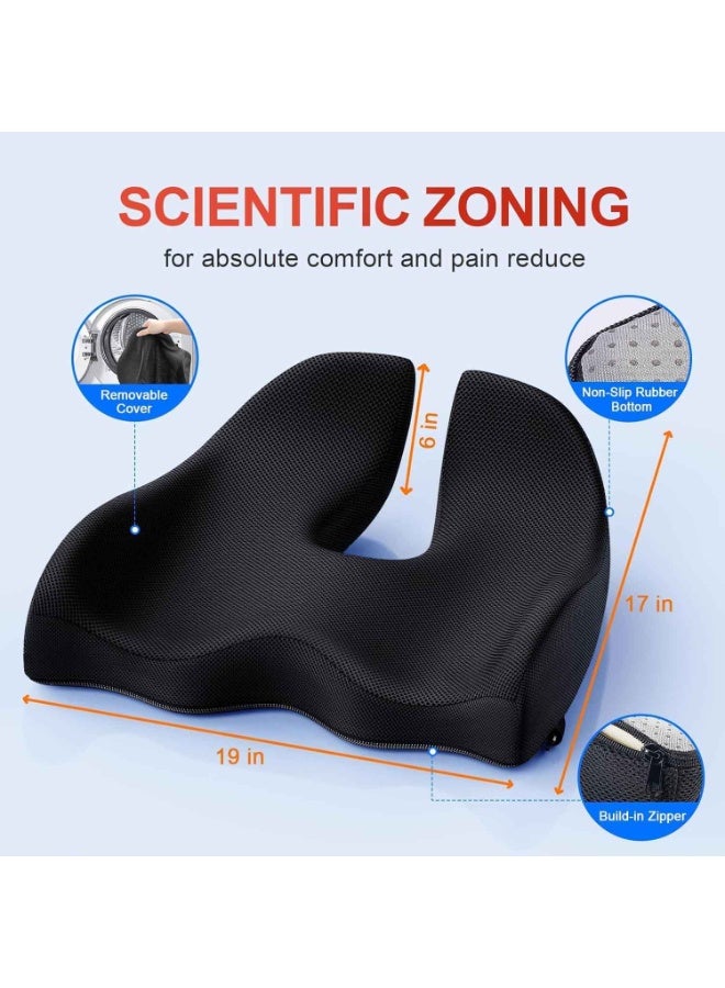 Seat Cushion,Office Chair Cushions,Butt Pillow for Car Long Sitting, Memory Foam Chair Pad for Back, Coccyx, Tailbone Pain Relief for Gaming Chair and Car Seat,Black - Image 2
