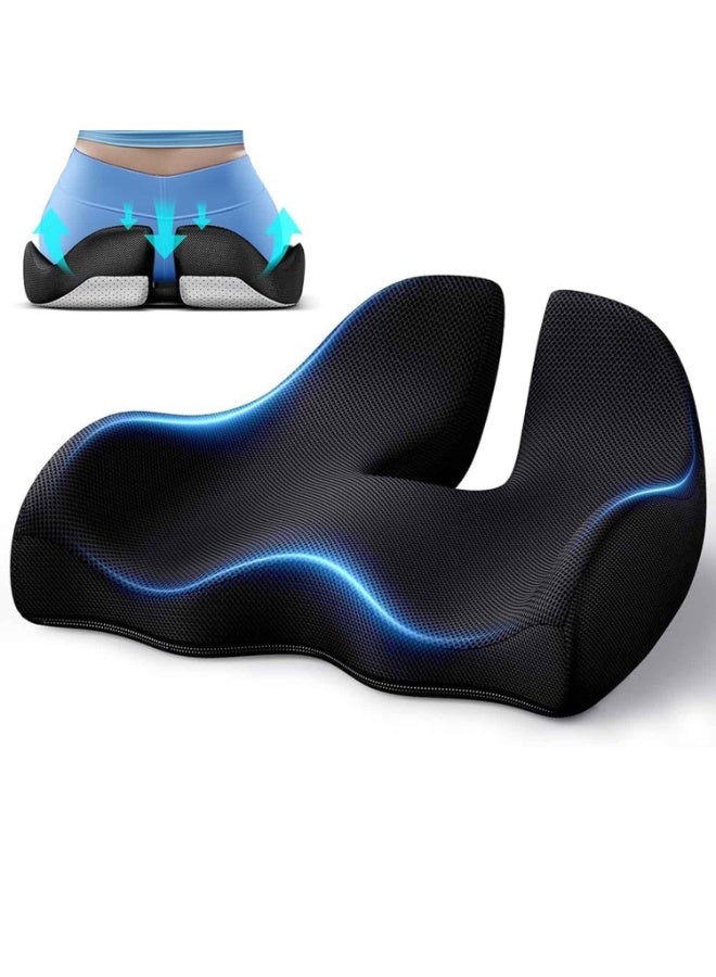 Seat Cushion,Office Chair Cushions,Butt Pillow for Car Long Sitting, Memory Foam Chair Pad for Back, Coccyx, Tailbone Pain Relief for Gaming Chair and Car Seat,Black - Image 1