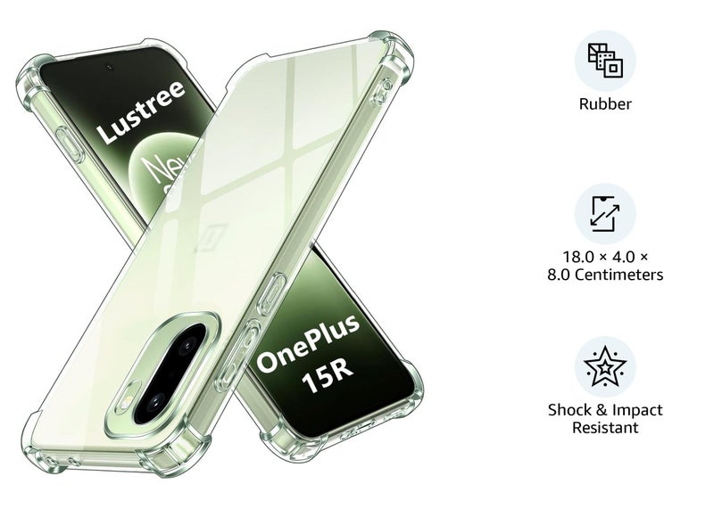 Lustree Back Cover Transparent Case Compatible with OnePlus 15R 5G | Shockproof Bumper Edge Protection - Image 2