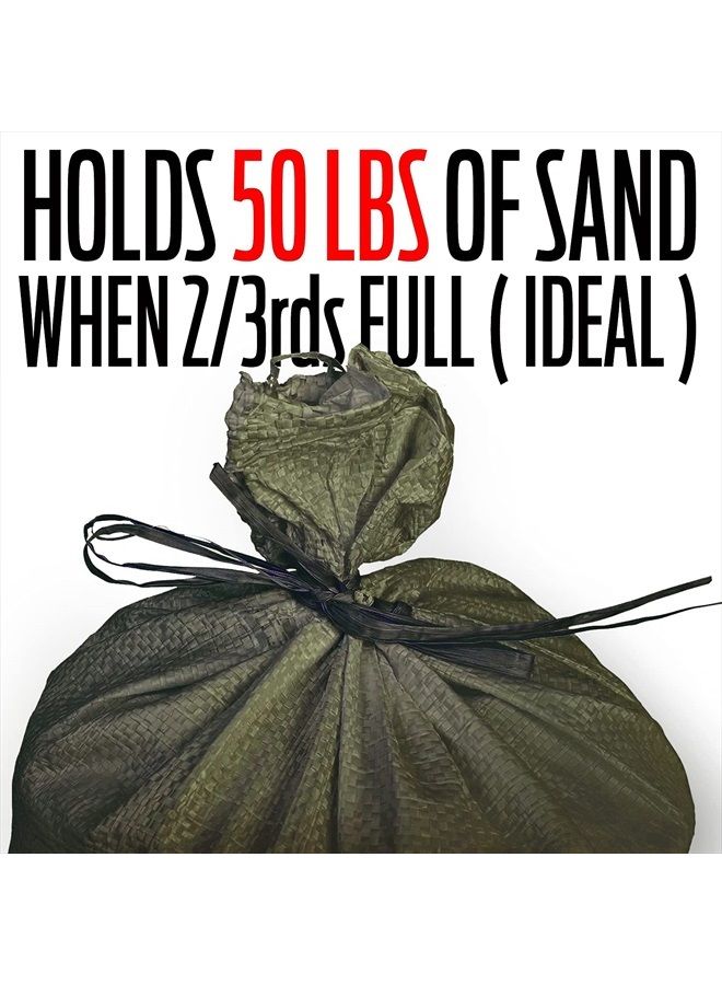 TAPIX Empty Sandbags Military Green with Ties (Bundle of 10) 14" x 26" - Woven Polypropylene Sand Bags, Extra Heavy Duty Sandbags for Flooding, Sand Bags Flood Protection - Image 5
