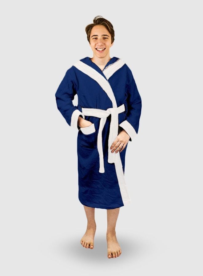 Banotex Baby Bath Towel 100% Cotton Dark Blue Color Comfortable Hooded Baby Bath Towel - for Girls and Boys - 1pc - Image 1