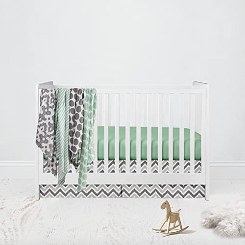 Bacati Ikat Mint/Grey 6 Pc Crib Set with 4 Muslin Blankets - Image 1