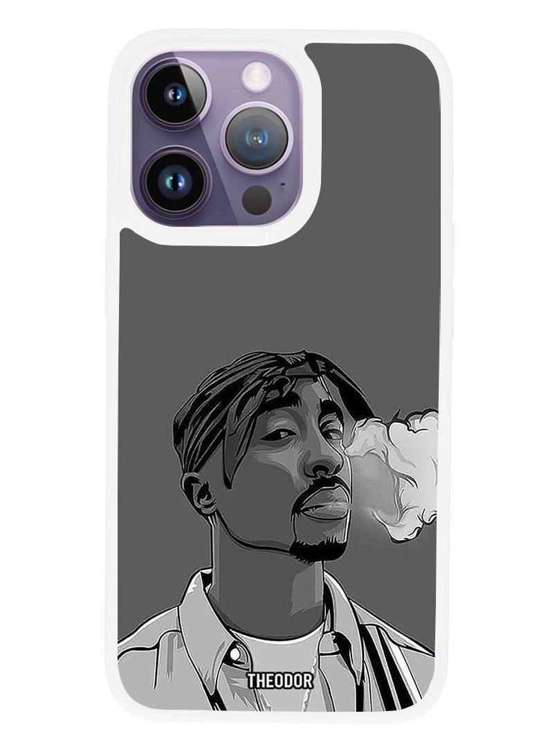 Theodor غطاء واقي مضاد للخدش ومقاوم للصدمات لجهاز APPLE IPHONE 14 PRO حزمة من اثنين (حافة بيضاء) - Image 1