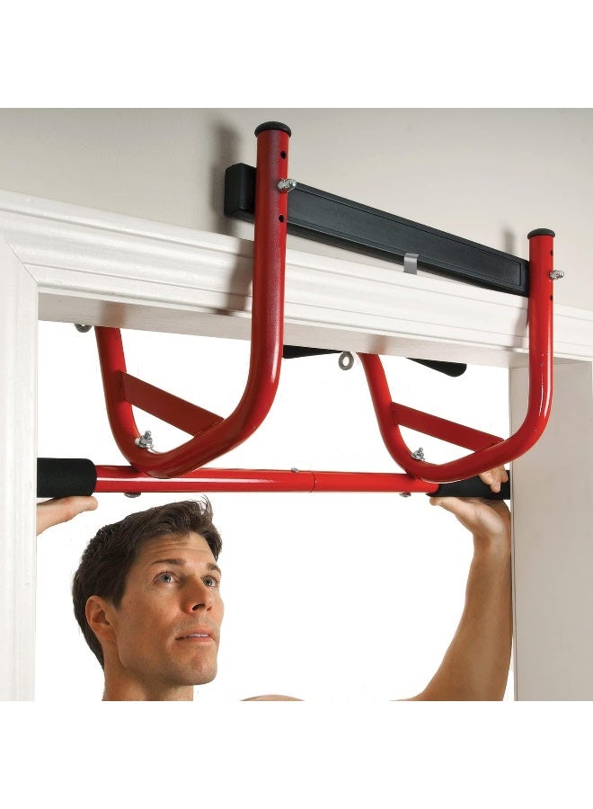 GoFit GF-CL-DCUS Chin Up and Pull Up Bar for Doorframes, Red - Image 2