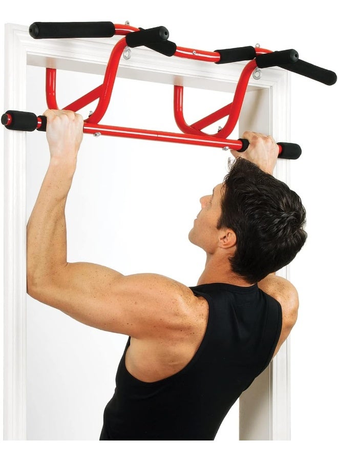 GoFit GF-CL-DCUS Chin Up and Pull Up Bar for Doorframes, Red - Image 3