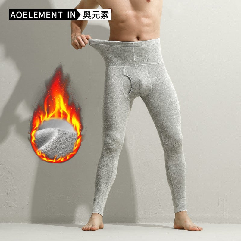 Mens Cotton Thermal Long Johns High Waist Autumn Winter Black  - Image 3