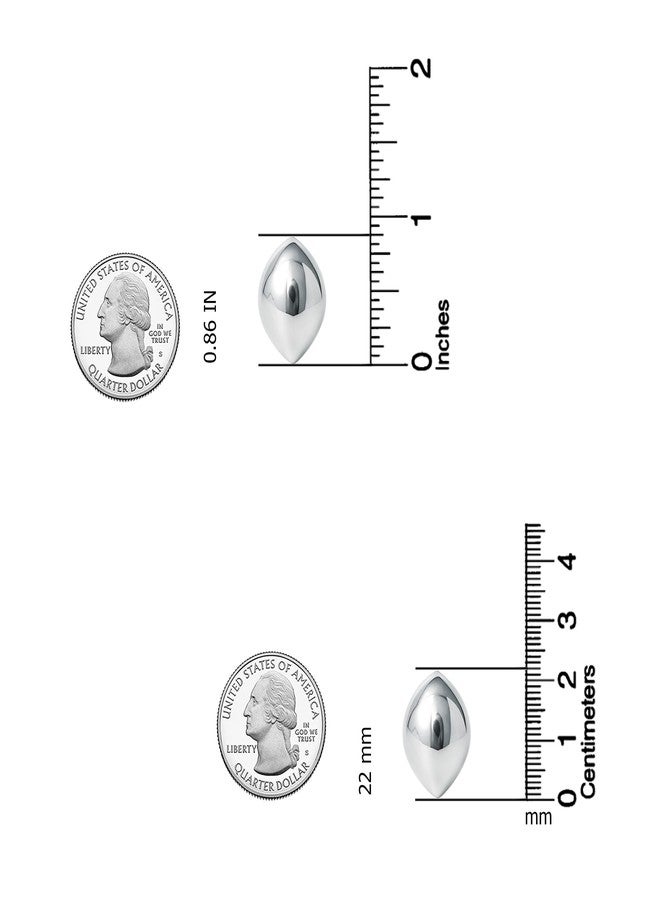 LeCalla 925 Sterling Silver Stud Earrings for Women | Marquise Shape Stud Earring | Oval Dome Marquise Stud Earrings Jewelry Gifts Her Wife Mom 22MM - Image 5