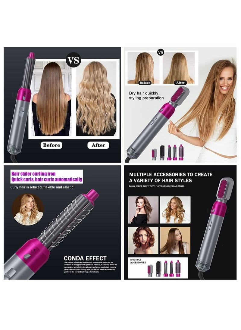 Generic - 5 in 1 Hot Air Brush | Hair Dryer, Hair Styler, and Styler All-in-One with Interchangeable Attachments | for All Hair Types | Negative Ion Technology | Perfect for Travel - Image 1
